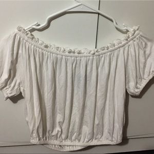 White Forever 21 Off The Shoulder Crop
